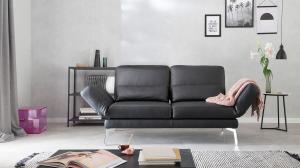 Sofa 2-Sitzer TIZIAN Einzelsofa Ledercouch schwarz 182 cm