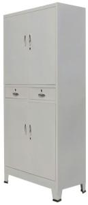 vidaXL Büroschrank mit 4 Türen Stahl 90x40x180 cm Grau
