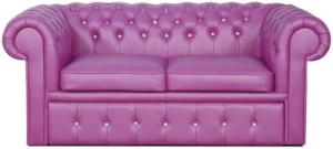 Casa Padrino Echtleder 2er Sofa in violett mit Swarowski Kristallsteinen 180 x 100 x H. 78 cm