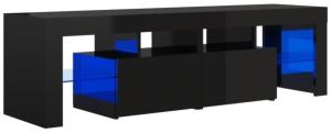 TV-Schrank mit LED-Beleuchtung Hochglanz-Schwarz 140x36,5x40 cm