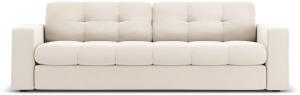 Micadoni 3-Sitzer Samtstoff Sofa Justin | Bezug Light Beige | Beinfarbe Black Plastic
