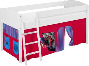 Lilokids 'Ida 4106' Spielbett 90 x 200 cm, Spiderman, Kiefer massiv, mit Vorhang