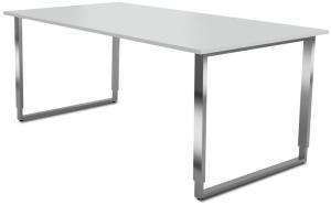 Schreibtisch Aveto, 180x80x68-82 cm, Bügelgestell, Lichtgrau