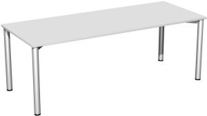Schreibtisch '4 Fuß Flex', feste Höhe 200x80cm, Lichtgrau / Silber