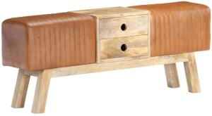 vidaXL Sitzbank Turnbock-Design 120 cm Echtes Ziegenleder Mangoholz