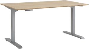 Schreibtisch >EDJUST< (BxHxT: 150x119x80 cm) in Metall platingrau - Bambus
