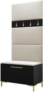 Garderoben-Set Zinetto III mit 4 Stück Gepolstertes Wandpaneel Pag 84x42 (Schwarz + Gold, Manila 02)