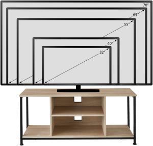 TV-Regal mit 4 offenen Fächern und verstellbarem Einlegeboden - 110 cm, Industrial Holz hell, Eiche Sonoma