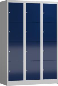 Schließfachschrank Fächerschrank 12 Fächer 1800 x 1200 x 500mm lichtgrau/enzianblau