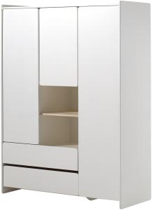 Kleiderschrank >KIDDY< in Weiß aus Massiv Kiefer und MDF - 133x190x55cm (BxHxT)