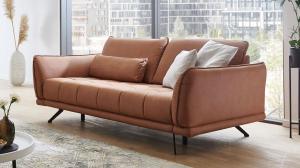 Sofa NOAH 3-Sitzer Couch Polstersofa Stoff terracotta 198 cm