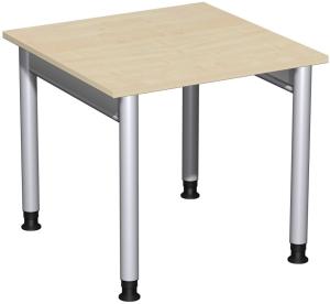 Schreibtisch '4 Fuß Pro' höhenverstellbar, 80x80cm, Ahorn / Silber