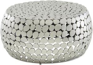 Couchtisch Metall Silber 66x66x32 cm Sofatisch Aluminium | Design Wohnzimmertisch Rund | Kleiner Kaffeetisch Modern | Beistelltisch Anstelltisch Wohnzimmer