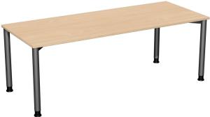 Schreibtisch '4 Fuß Flex' höhenverstellbar, 200x80cm, Buche / Anthrazit