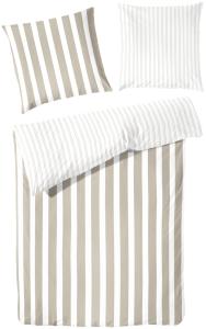Traumhaft gut schlafen – Perkal-Bettwäsche, 2-teilig, mit Blockstreifen, in versch. Farben und Größen : 80 x 80 cm, 200 x 200 cm : Taupe