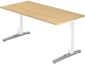 'XB16' Schreibtisch, C-Fuß, poliert, 160x80cm, Ahorn / Weiß
