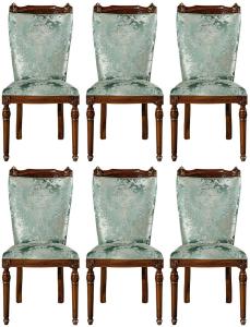 Casa Padrino Luxus Barock Esszimmer Stuhl Set Mintgrün / Braun 53 x 55 x H. 109 cm - Edles Küchen Stühle 6er Set - Barock Esszimmer Möbel