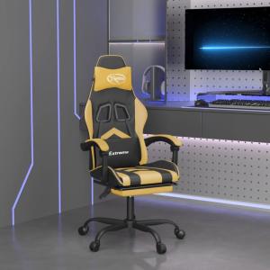 vidaXL Gaming-Stuhl mit Fußstütze Schwarz und Golden Kunstleder [3143904]