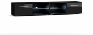 Lowboard "Moon" TV-Unterschrank 200 cm schwarz Hochglanz inkl. LED