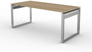 Schreibtisch, O-Fuß, 180x80cm, Eiche / Silber