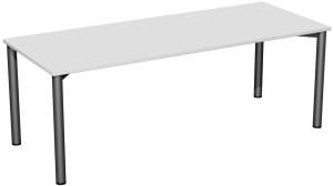 Schreibtisch '4 Fuß Flex', feste Höhe 200x80cm, Lichtgrau / Anthrazit