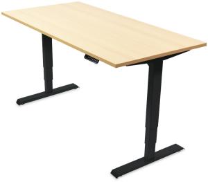 Desktopia Pro - Elektrisch höhenverstellbarer Schreibtisch / Ergonomischer Tisch mit Memory-Funktion, 5 Jahre Garantie - (Ahorn, 180x80 cm, Gestell Schwarz)