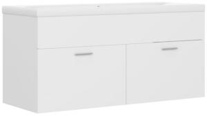 vidaXL Waschbeckenunterschrank mit Einbaubecken Weiß Spanplatte [3070847]