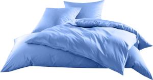 Mako-Satin Baumwollsatin Bettwäsche Uni einfarbig zum Kombinieren (Bettbezug 135 cm x 200 cm, Hellblau)