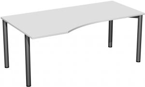 PC-Schreibtisch '4 Fuß Flex' links, feste Höhe 180x100x72cm, Lichtgrau / Anthrazit