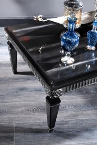 Casa Padrino Luxus Barock Couchtisch Schwarz / Silber 130 x 79 x H. 43 cm - Wohnzimmertisch im Barockstil