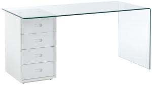 Schreibtisch mit Stauraum Sicherheitsglas MURIEL - 4 Schubladen