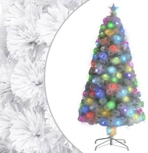vidaXL Künstlicher Weihnachtsbaum mit LED Weiß 64 cm Glasfaser