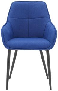 Armlehnstuhl blaue Esszimmerstuhl Küchenstuhl Essstuhl Bezug Leinenstoff Gestell aus Metall Art. 16 860x460x550