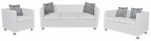 vidaXL Sofa-Set Kunstleder 3-Sitzer + 2-Sitzer + Sessel Weiß