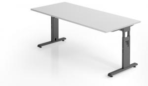 Schreibtisch C-Fuß 180x80cm Grau-Graphit