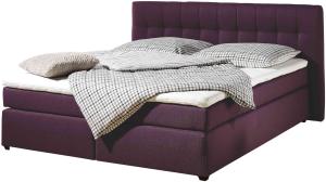 Maintal Boxspringbett Jeremy, 140 x 200 cm, Strukturstoff, 7-Zonen-Kaltschaum Matratze H2, beere