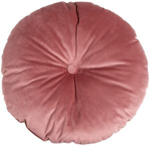 House Nordic Luso Rundes Kissen aus rosafarbenem Samt, 45x45x10 cm