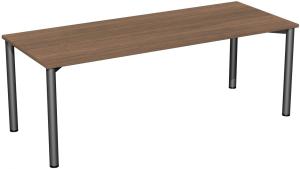 Schreibtisch '4 Fuß Flex', feste Höhe 200x80cm, Nussbaum / Anthrazit