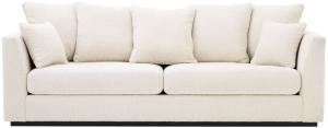 Casa Padrino Luxus Wohnzimmer Sofa Cremefarben / Schwarz 255 x 100 x H. 90 cm - Couch mit 7 Kissen - Luxus Qualität