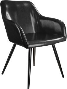 6er Set Stuhl Marilyn Kunstleder, schwarze Stuhlbeine - schwarz