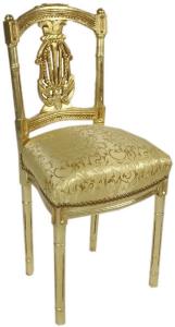 Casa Padrino Barock Damen Stuhl mit elegantem Muster Gold 40 x 35 x H. 85 cm - Handgefertigter Antik Stil Stuhl - Barock Möbel
