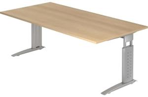 Schreibtisch US2E 200x100cm Eiche / Silber
