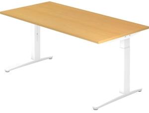 'XB16' Schreibtisch, C-Fuß, 160x80cm, Buche / Weiß