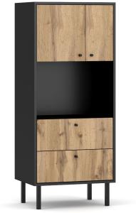 Highboard Konya in Eiche und schwarz 57 x 135 cm