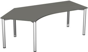Schreibtisch 135° '4 Fuß Flex' links, 216x113cm Graphit / Silber