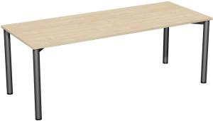 Schreibtisch '4 Fuß Flex', feste Höhe 200x80cm, Ahorn / Anthrazit