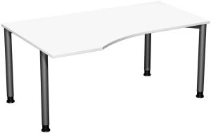 PC-Schreibtisch links, höhenverstellbar, 160x100cm, Weiß / Anthrazit