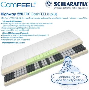 Schlaraffia 'Highway 220 TFK ComFEEL' 7-Zonen Taschenfederkern-Matratze H3, 100 x 220 cm