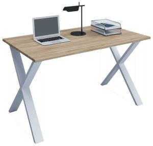 VCM Schreibtisch Lona 110x80 X-Fußgestell Sonoma-Eiche/Weiß