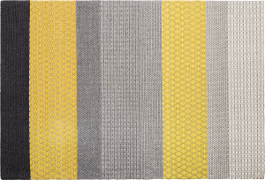 Teppich Wolle grau / gelb 140 x 200 cm Streifenmuster Kurzflor AKKAYA